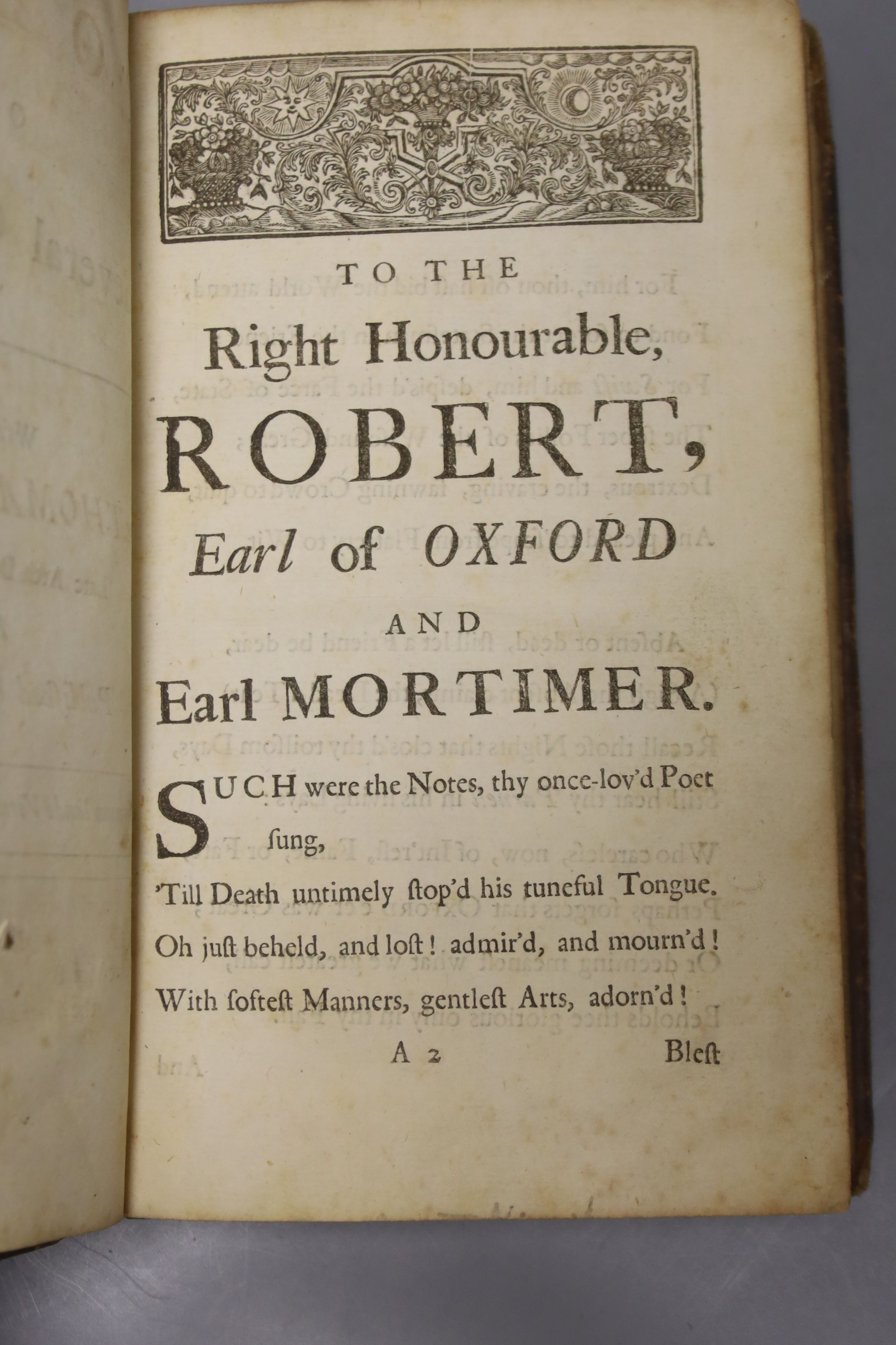 Parnell, Thomas - Poems on Several Occasions, 1st edition, 8vo, contemporary calf, rebacked and labelled, bookplate of the